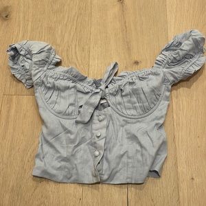 Princess Polly Elouise Crop Top, size 2, color blue
